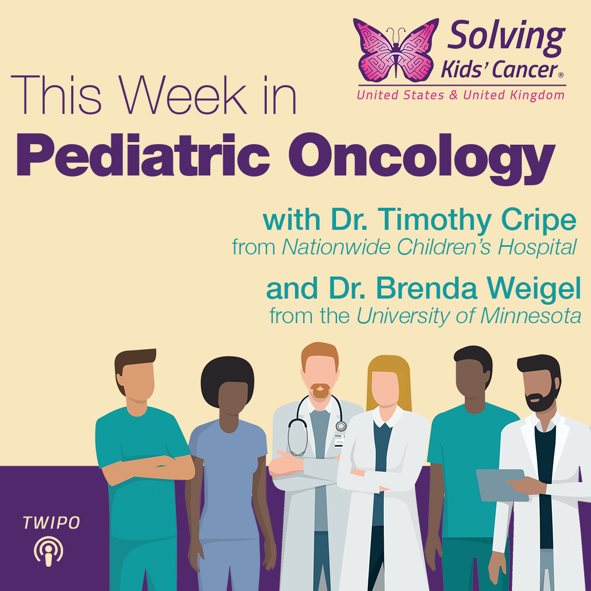 This Week in Pediatric Oncology logo with graphic of doctors.