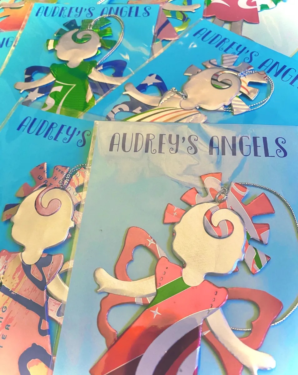 Photo: A pile of Audrey's Angels fundraising idea - colorful “angel” ornaments in a variety of beautiful patterns and colors.